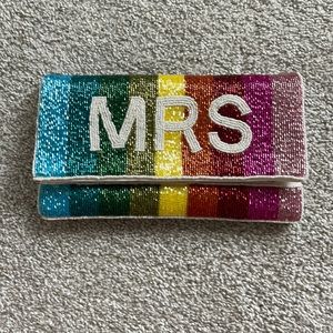 Francesca’s MRS Rainbow Glitter Beaded Clutch/Crossbody